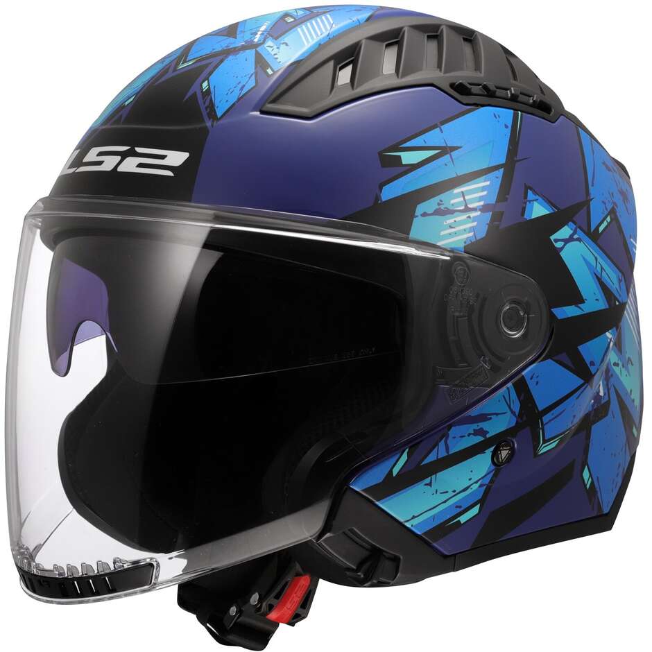Casco Moto Jet LS2 OF600 COPTER II KANJI Blue