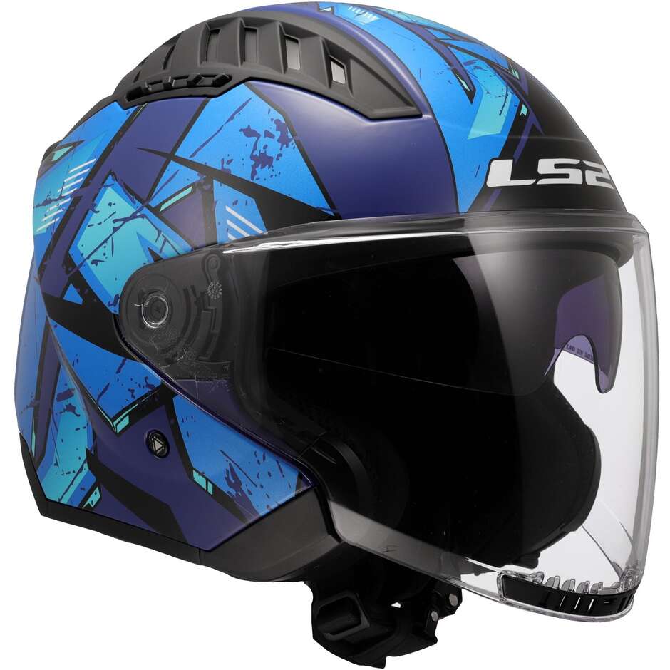 Casco Moto Jet LS2 OF600 COPTER II KANJI Blue