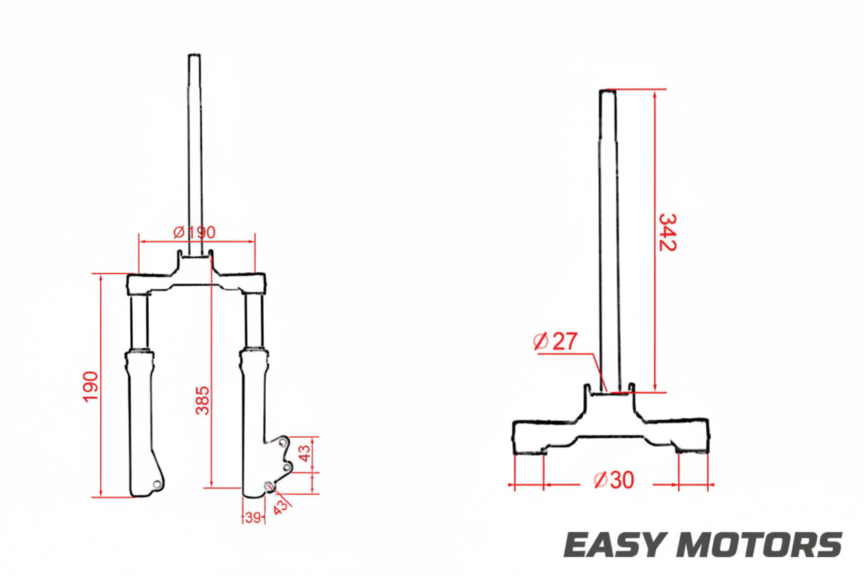 Testa forcella MBK Booster Spirit Ø 30mm Yamaha Bw's 50 2t 1999-2003 R.O. 4VU-F3340-20 TUNE C4: 154100