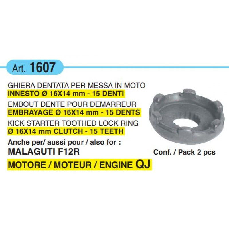 Buzzetti 1607 Ghiera dentata messa in moto 16x14 mm a 15 denti per Cpi Keeway Malaguti F12R Phantom