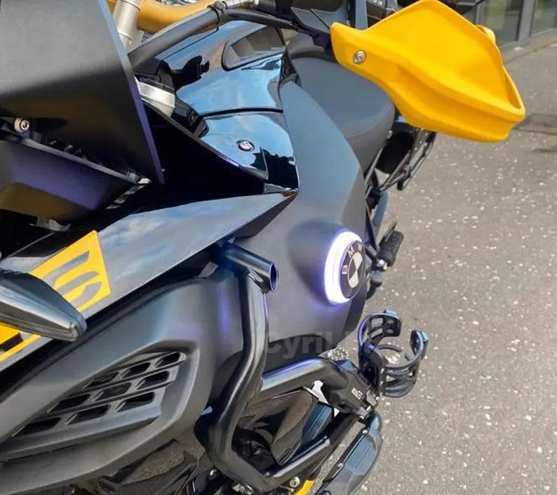 COPPIA LOGHI LOGO LUMINOSO A LED ADDIZIONALE RB-MAX BMW GS / GS ADD / RT / C / K (Ø70MM )