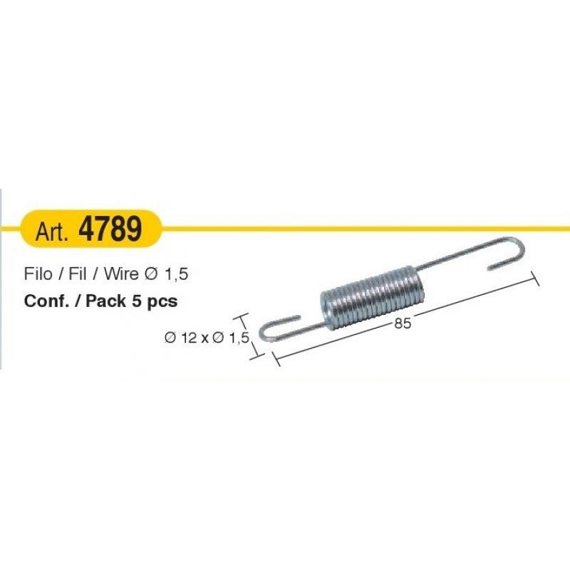 Molla a trazione con filo diam. 1,5 mm x L 85 mm | 5 pz.