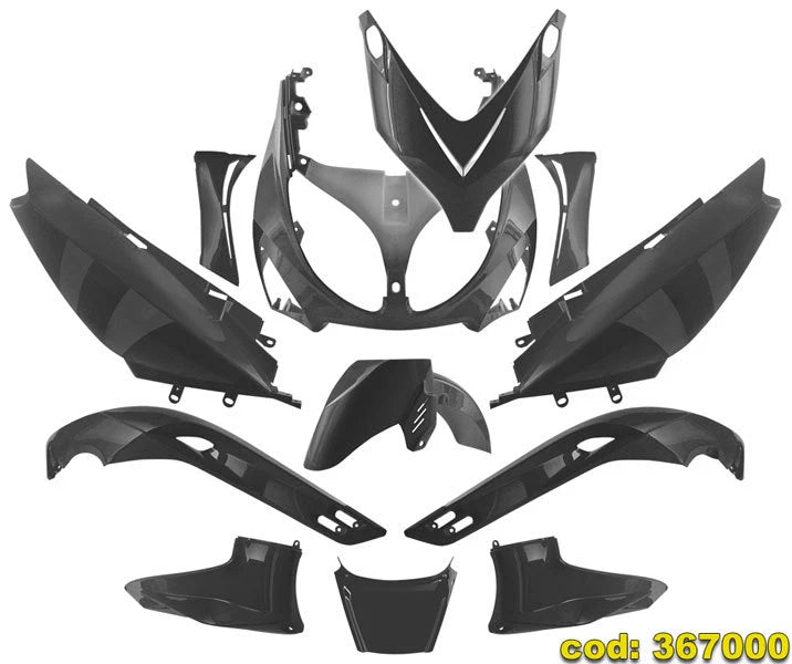 367000 ACSUD TNT PLASTIC KIT BLACK FAIRINGS 12PCS YAMAHA TMAX T MAX 500 2001 2007|365932204357