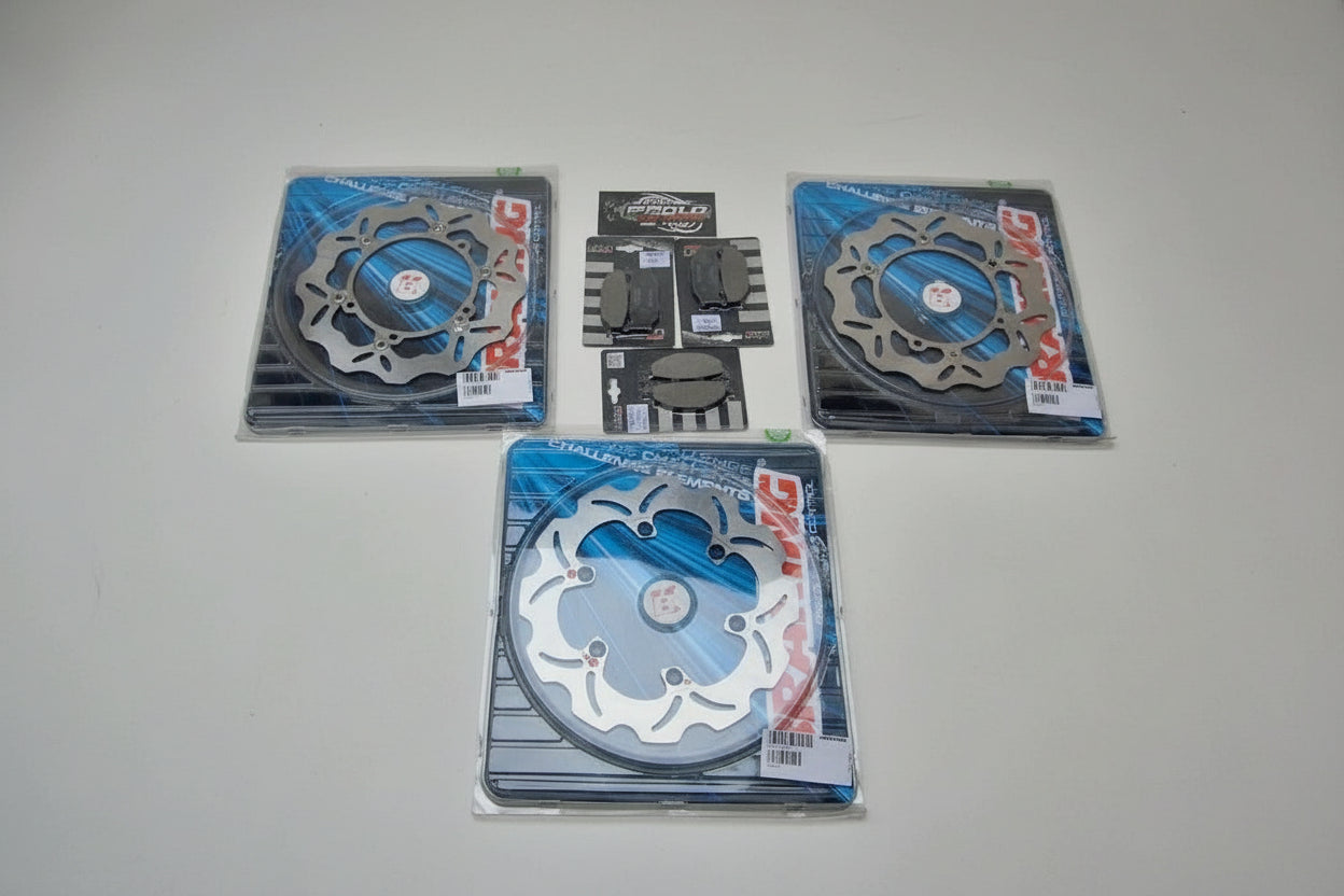BRAKE DISC KIT + DAISY BRAKING PADS YAMAHA T-MAX TMAX 500 2004 TO 2007|295777217822