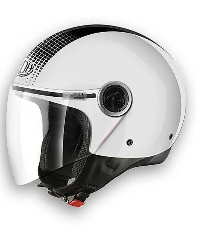 CASCO AIROH DEMI JET MONO VISIERA MALIBU TOUCH NERO BIANCO MAT38
