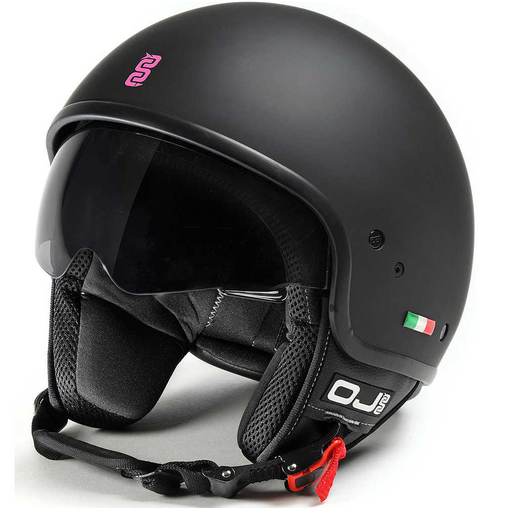 JET HELMET OJ MATTE BLACK LEAF/FUCHSIA FLUO - MATT BLACK/FUCHSIA FLUO|387096313369