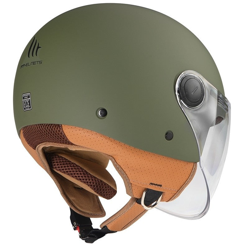 CASCO DEMI JET MONO VISIERA MT HELMET STREET SOLID VERDE A6