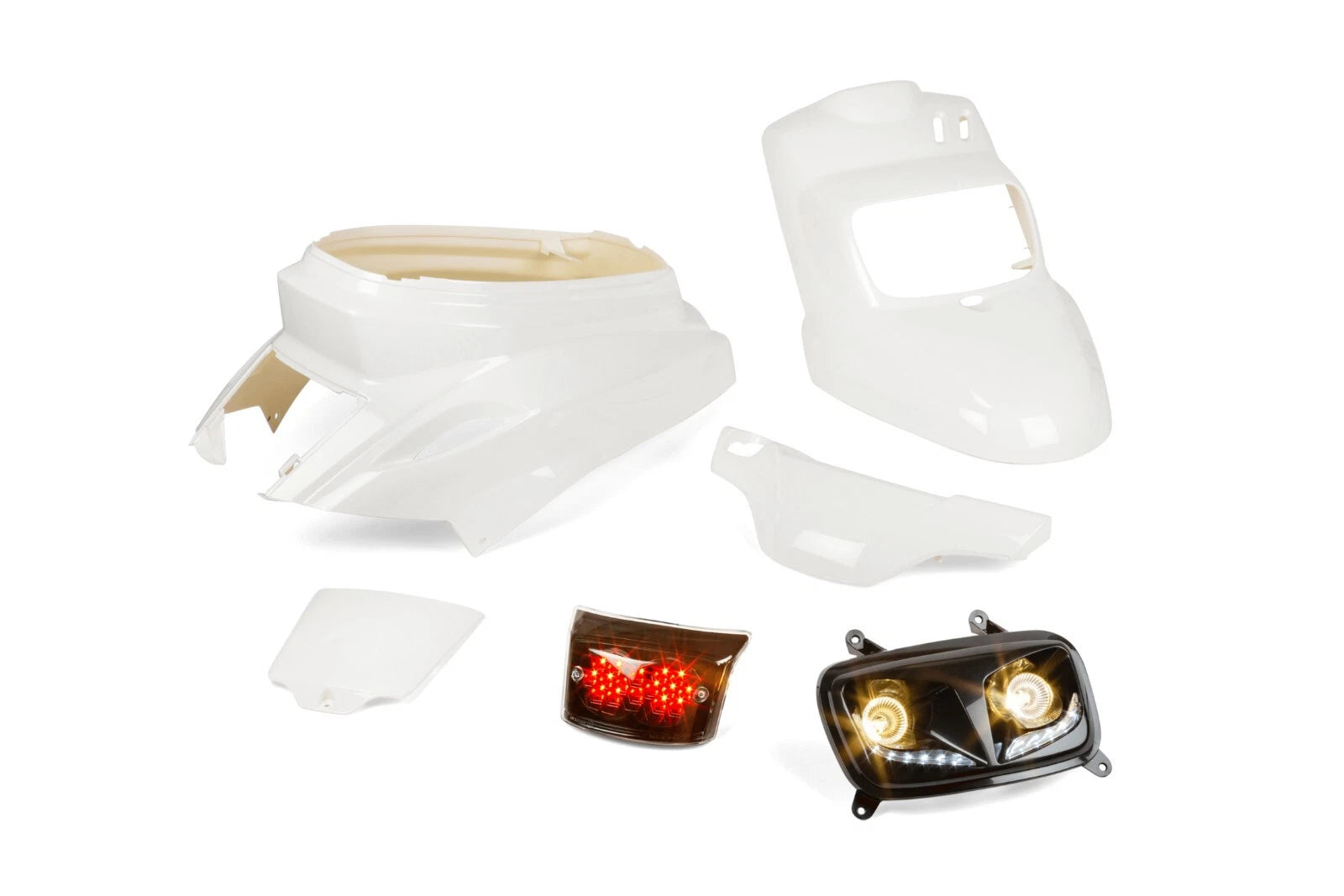 STR-993/PACK2 FAIRING AND LIGHTS KIT BLACK & WHITE MBK BOOSTER YAMAHA BWS 2004-2022|366297411285