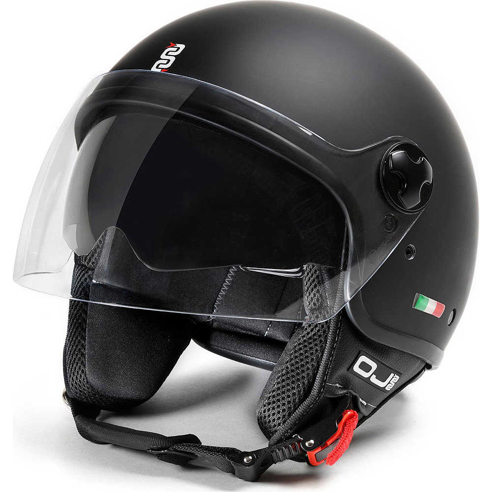 OJ JET DEMI JET DOUBLE VISOR SENSE MATTE BLACK/MATT BLACK HELMET FOR MOTORCYCLE AND SCOO|387096313193