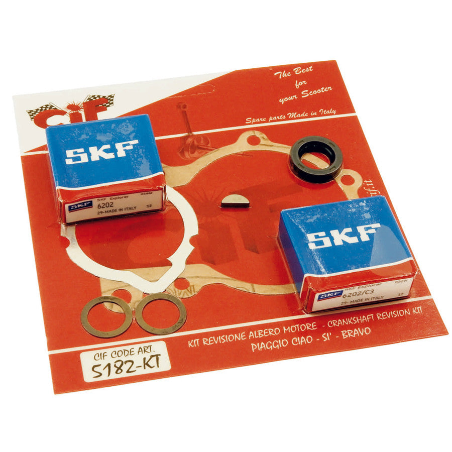 KIT REVISIONE CUSCINETTI BANCO+ PARAOLI+GUARNIZIONI MOTORE PIAGGIO CIAO SI BRAVO