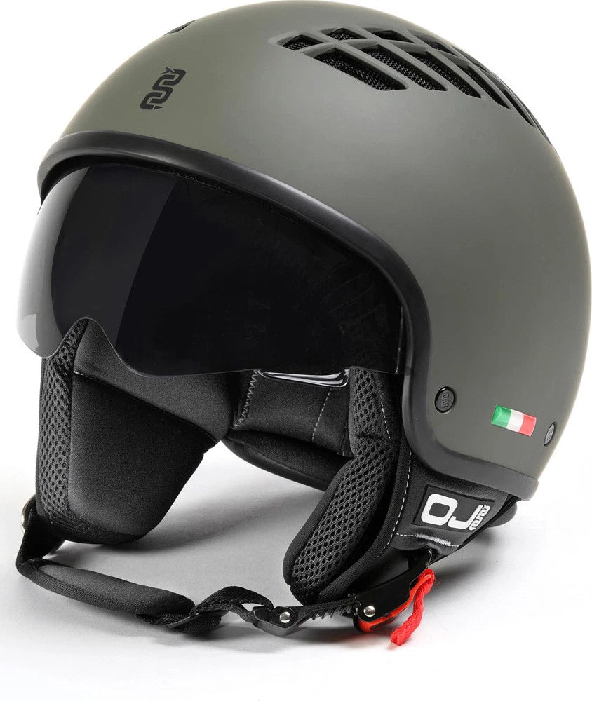 OJ JET DEMI JET WIND HELMET MATTE GREEN/MATT GREEN FOR MOTORCYCLES AND SCOOTERS|387096313090