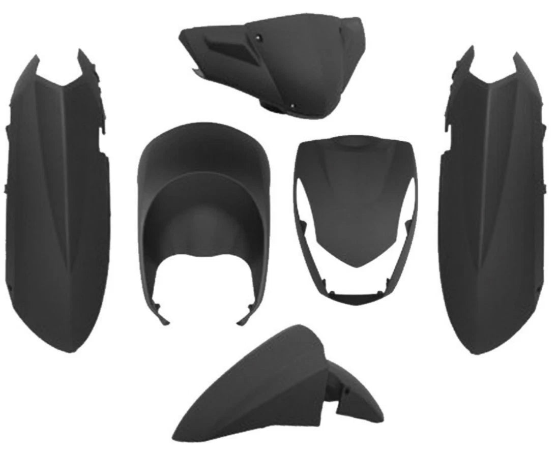 363551 Sym Fiddle II 50/125 8pc Matte Satin Black Plastic Fairing Kit 2008 15|366297408096