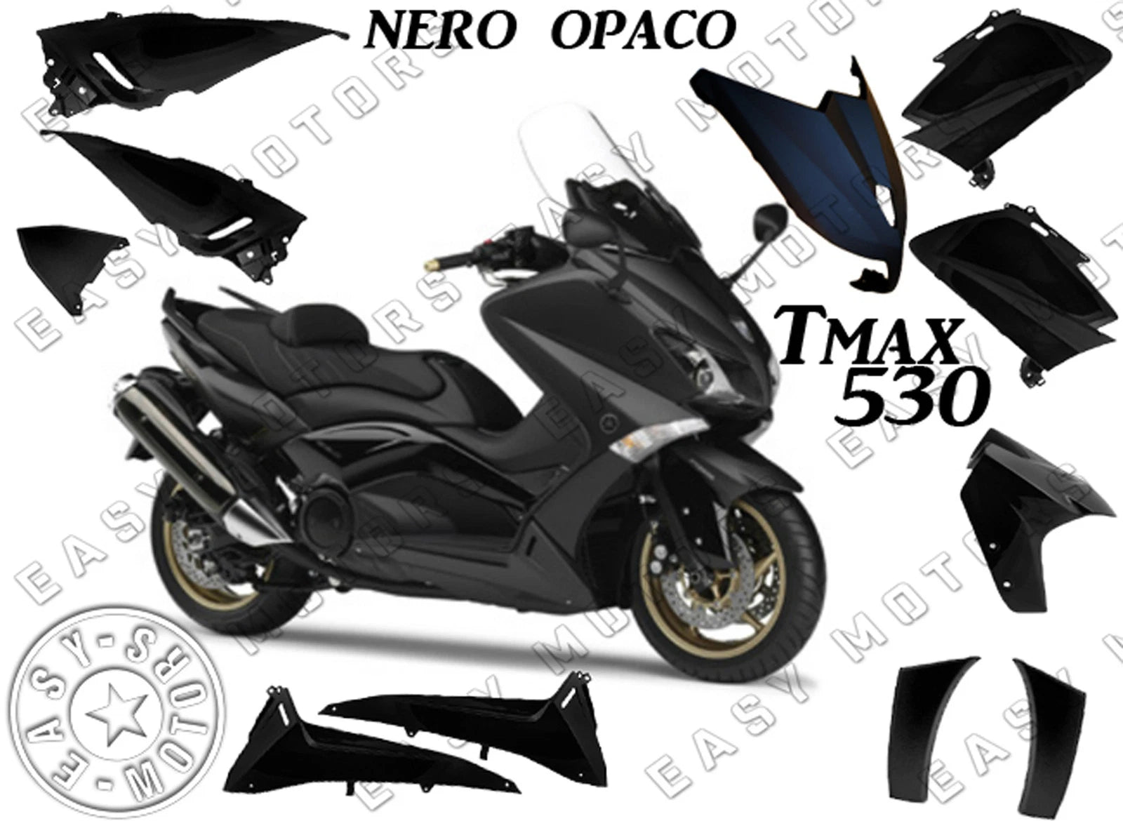 YAMAHA TMAX T-MAX 530 2012 2014 MATTE BLACK 11 PIECE PLASTIC SHELL FAIRINGS KIT|406793367089
