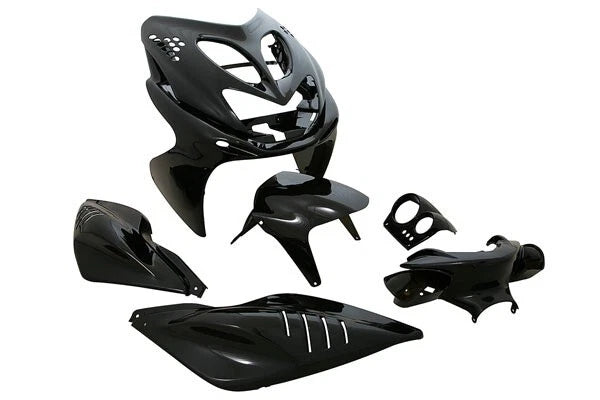 7 PIECE PLASTIC FAIRING KIT BLACK YAMAHA AEROX MBK NITRO 1997-2012|406793367229