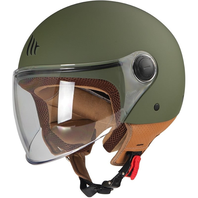 CASCO DEMI JET MONO VISIERA MT HELMET STREET SOLID VERDE A6