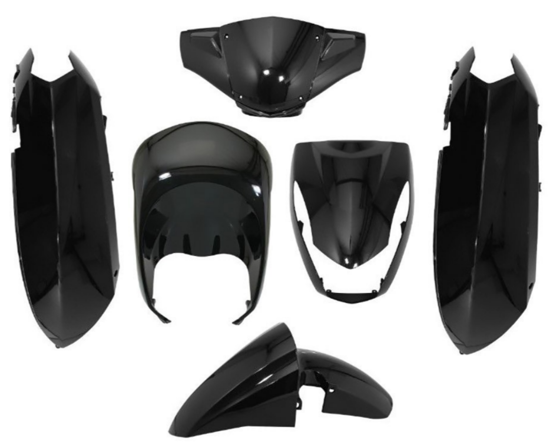 363550 Sym Fiddle II 50/125 8pcs Gloss Black Paint Plastic Fairing Kit 08-15|277827442290