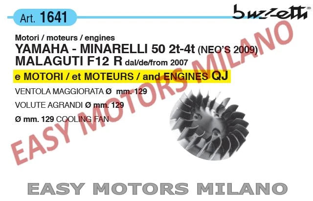1641 BUZZETTI - VENTOLA MAGGIORATA YAMAHA - MINARELLI 2T 4T (NEOâ€™S 2009) 50