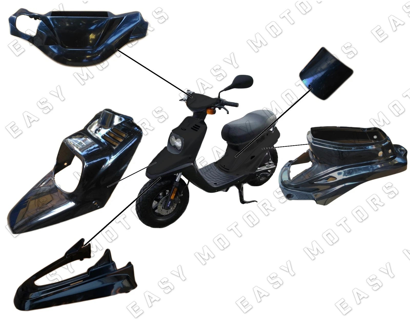 ORIGINAL LINE MBK BOOSTER SPIRIT BW'S 50 2T 91>03 FAIRING KIT BLACK 5PC|366297408350