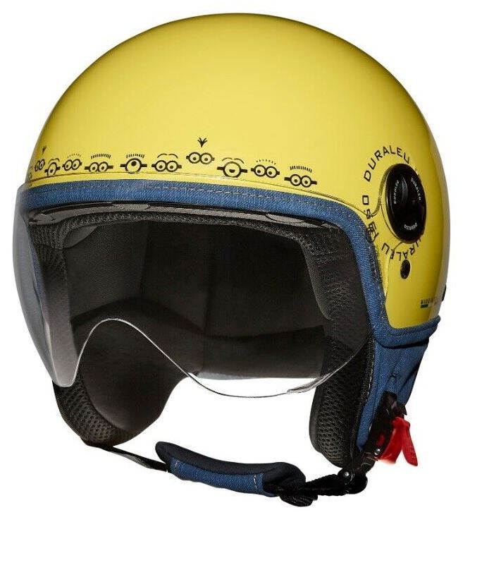 CASCO DURALEU DEMI JET MONO VISIERA MINIONS ADULTO FACE GIALLO