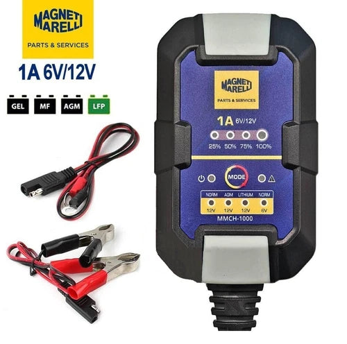 MANTENITORE DI CARICA BATTERIA MAGNETI MARELLI PER MOTO E SCOOTER 6/12V 1A