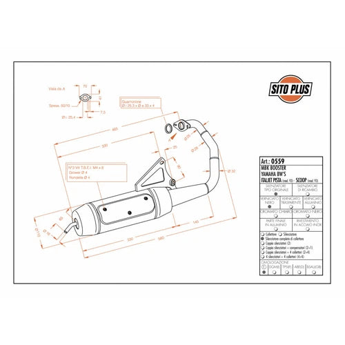 0559 SCARIICO MARMITTA SITO PLUS MBK BOOSTER SPIRIT BW'S BWS NG VERTICALE 50 cc