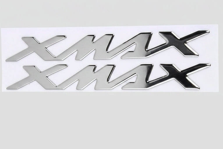 Coppia Adesivi Emblema Moto Decalcomanie 3D YAMAHA X‑ XMAX 125 250 300 400 argento