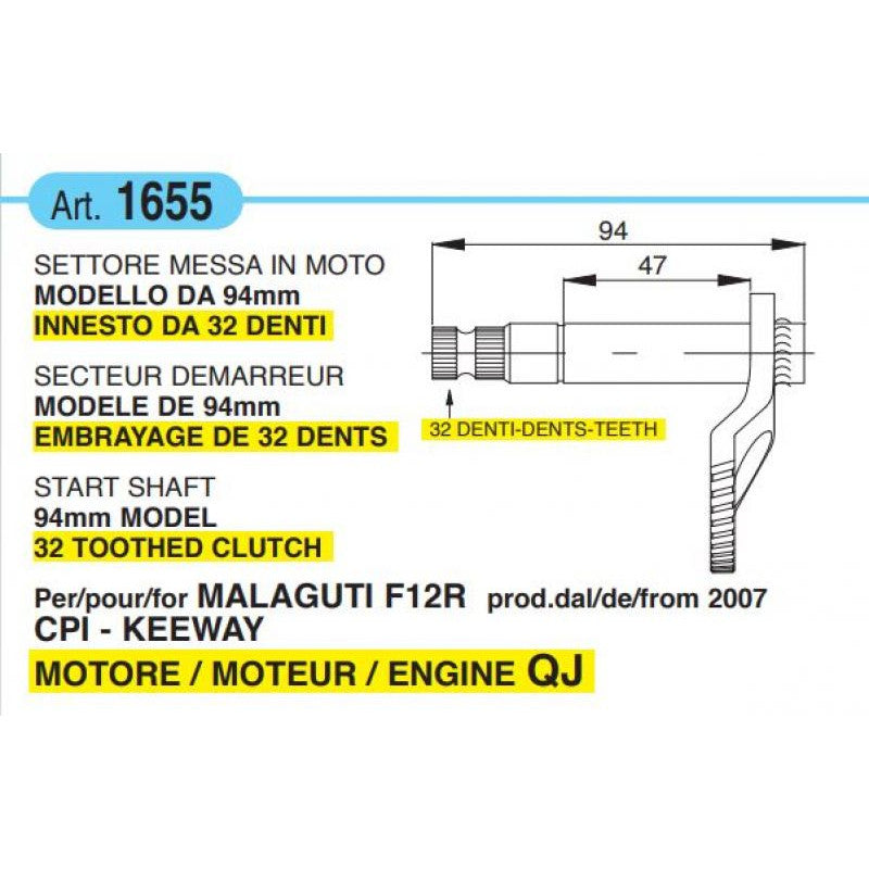 Buzzetti 1655 Settore messa in moto 94 mm Malaguti F12R 2007 in poi Phantom Cpi Keeway